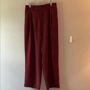 Wine Red/Burgundy Relaxed Fit Trousers Full-Length Wide leg size Large
